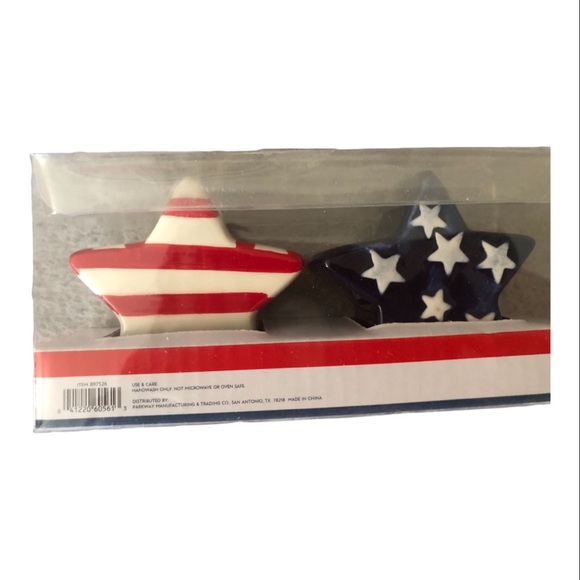 Patriotic Americana Stars & Stripes star spangled banner salt & pepper set new - Picture 7 of 10
